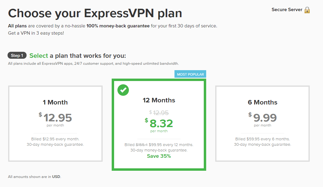 Choose an ExpressVPN subscription plan Choose an ExpressVPN subscription plan