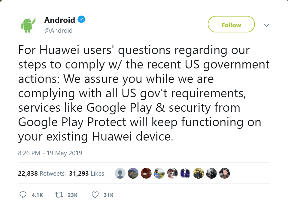 androids response for huawei users