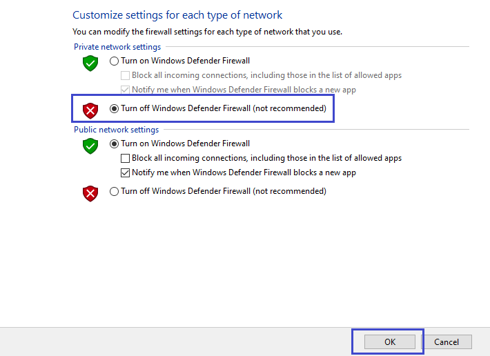 click windows firewall on or off click windows firewall on or off