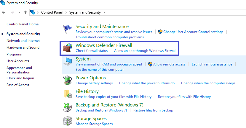go to windows defender firewall go to windows defender firewall