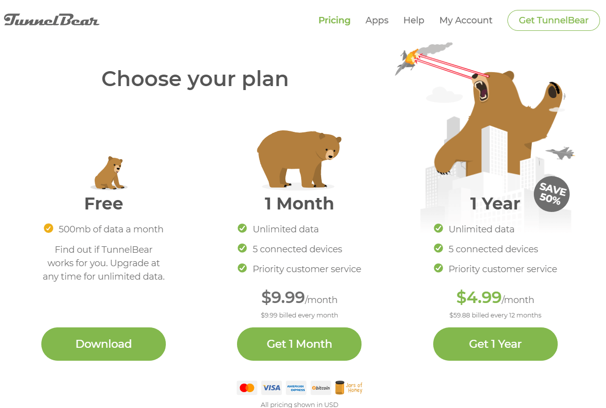 choose tunnelbear plan choose tunnelbear plan