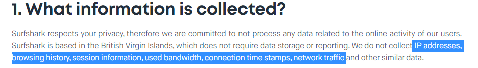 surfshark no logging policy
