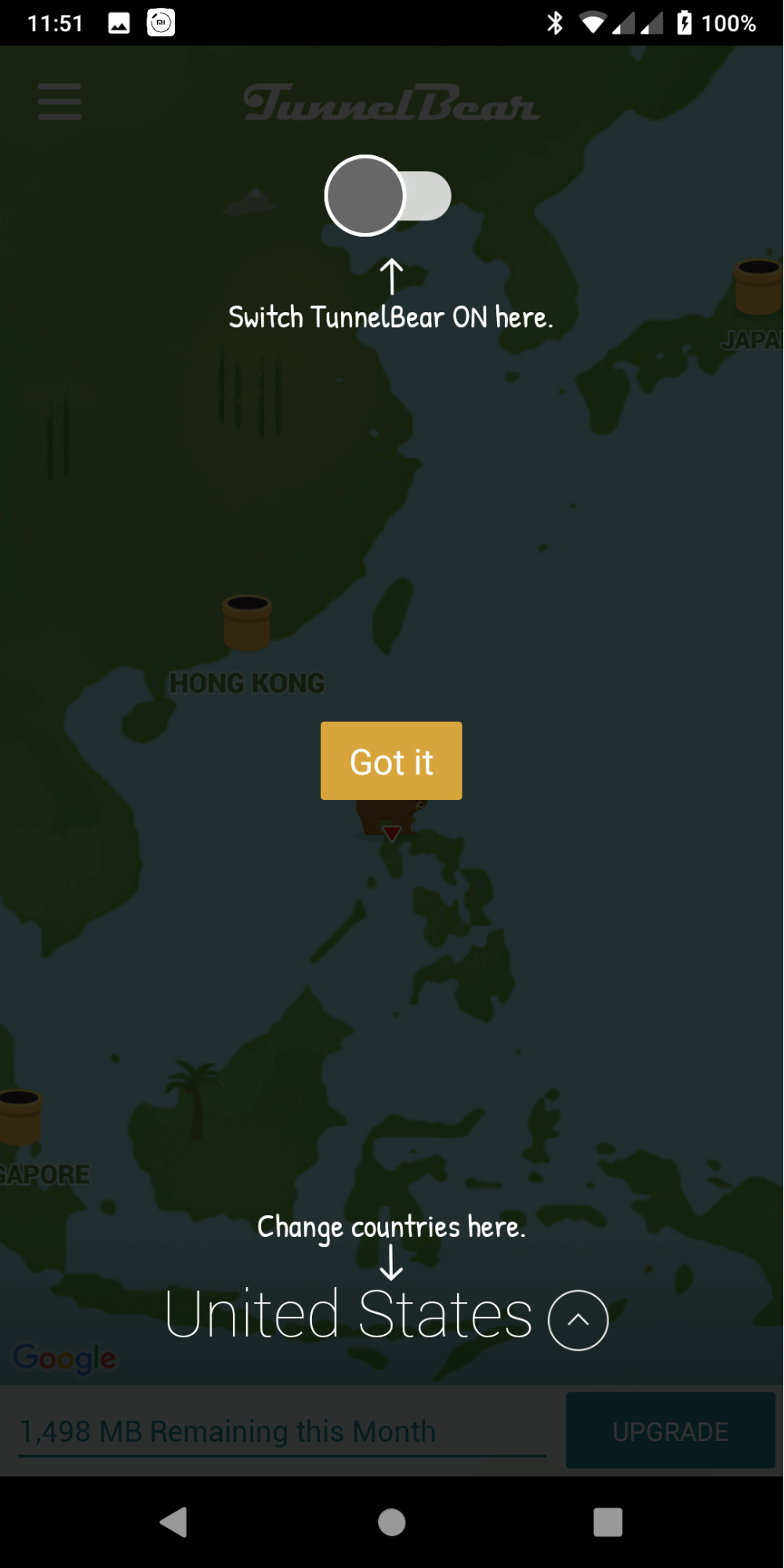 tap on the toggle switch to connect to tunnelbear vpn servers tap on the toggle switch to connect to tunnelbear vpn servers