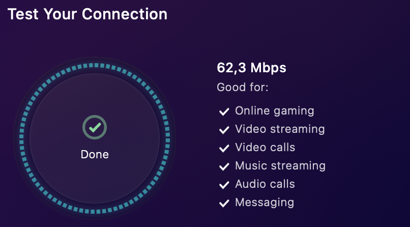 Connection Speed Test with VPN