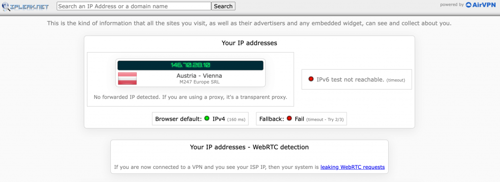 ExpressVPN connection test