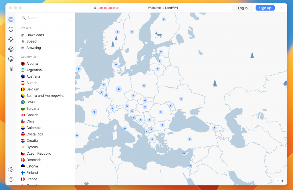 NordVPN home screen