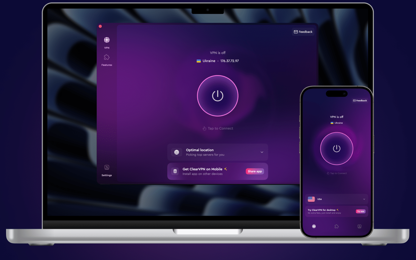 clearvpn dashboard design